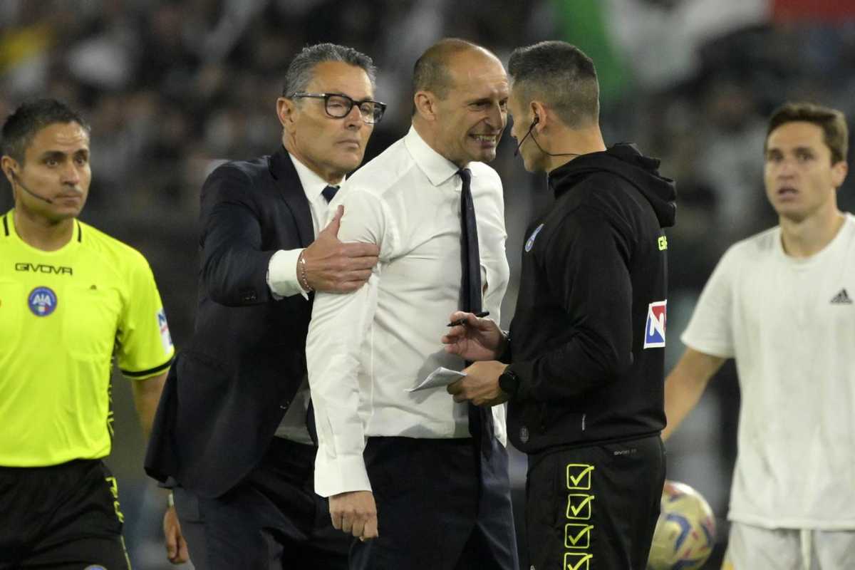 Allegri protesta nella finale di Coppa Italia contro l'Atalanta